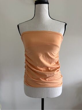 TNA Peach Strapless Ruched Tube Top